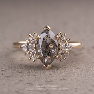 1.47 Carat Salt and Pepper Marquise Diamond Engagement Ring, Monarch Setting