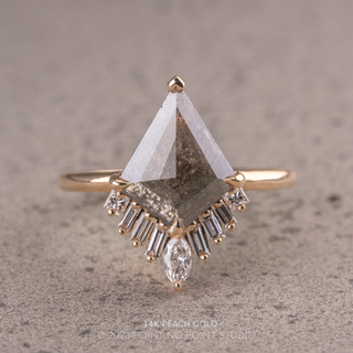 2.22 Carat Salt and Pepper Kite Diamond Engagement Ring, Wren Setting