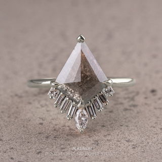 2.22 Carat Salt and Pepper Kite Diamond Engagement Ring, Wren Setting