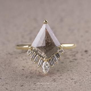 2.22 Carat Salt and Pepper Kite Diamond Engagement Ring, Wren Setting