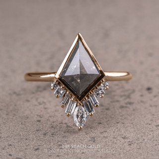 2.34 Carat Salt and Pepper Kite Diamond Engagement Ring, Bezel Wren Setting