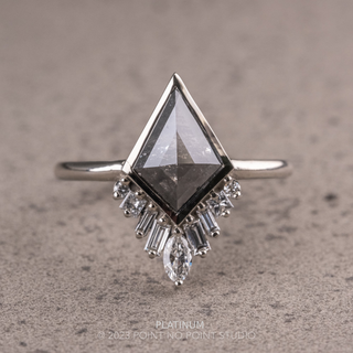 2.34 Carat Salt and Pepper Kite Diamond Engagement Ring, Bezel Wren Setting