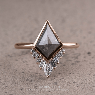 2.34 Carat Salt and Pepper Kite Diamond Engagement Ring, Bezel Wren Setting