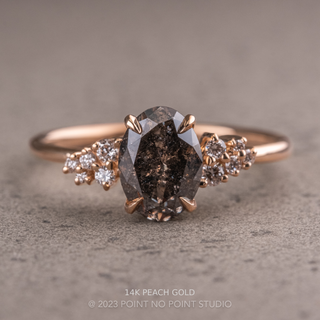 2.17 Carat Salt and Pepper Oval Diamond Engagement Ring, Aspen Setting