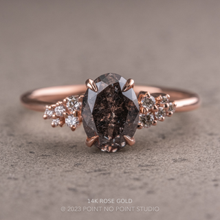 2.17 Carat Salt and Pepper Oval Diamond Engagement Ring, Aspen Setting