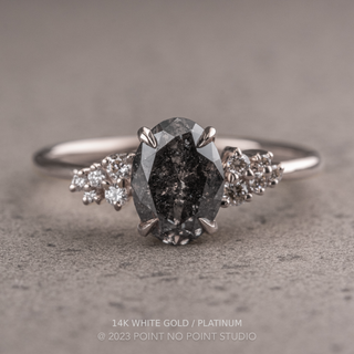 2.17 Carat Salt and Pepper Oval Diamond Engagement Ring, Aspen Setting