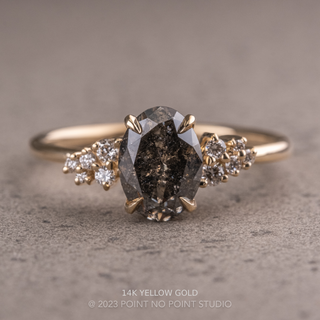2.17 Carat Salt and Pepper Oval Diamond Engagement Ring, Aspen Setting