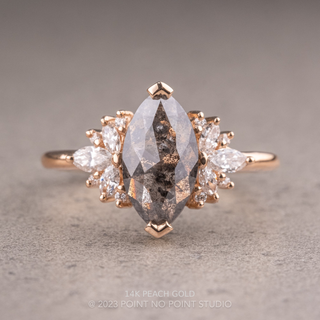 1.95 Carat Salt and Pepper Marquise Diamond Engagement Ring, Monarch Setting