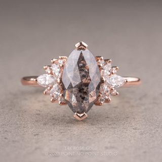 1.95 Carat Salt and Pepper Marquise Diamond Engagement Ring, Monarch Setting