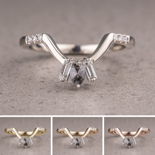 Raven Wedding Ring, 9 Salt and Pepper and White Diamond