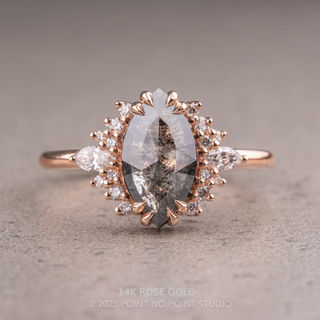 1.67 Carat Black Salt and Pepper Marquise Diamond Engagement Ring, Olivia Setting