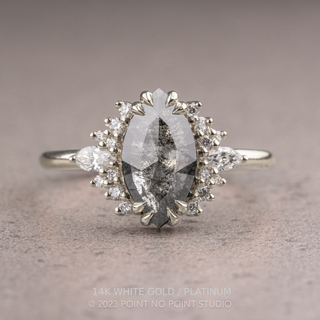 1.67 Carat Black Salt and Pepper Marquise Diamond Engagement Ring, Olivia Setting