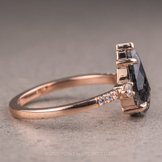 2.53 Carat Black Pear Diamond Engagement Ring, Eliza Setting, 14K Rose Gold