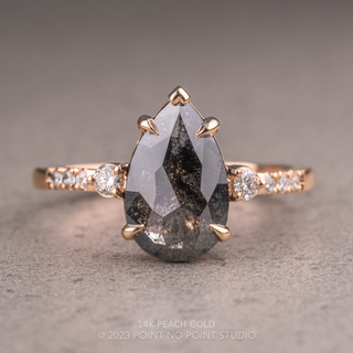 1.22 Carat Black Pear Diamond Engagement Ring, Eliza Setting