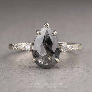1.22 Carat Black Pear Diamond Engagement Ring, Eliza Setting