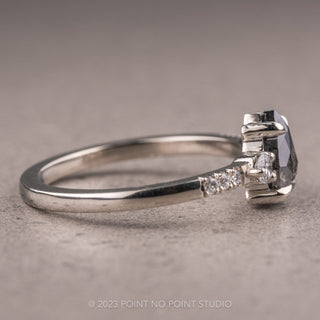 1.15 Carat Salt and Pepper Pear Diamond Engagement Ring, Eliza Setting, Platinum