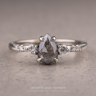 1.15 Carat Salt and Pepper Pear Diamond Engagement Ring, Eliza Setting