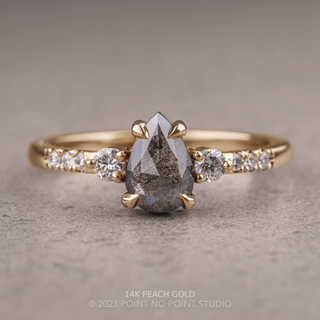1.15 Carat Salt and Pepper Pear Diamond Engagement Ring, Eliza Setting