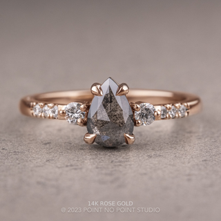 1.15 Carat Salt and Pepper Pear Diamond Engagement Ring, Eliza Setting