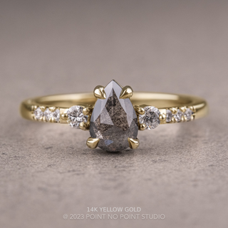 1.15 Carat Salt and Pepper Pear Diamond Engagement Ring, Eliza Setting