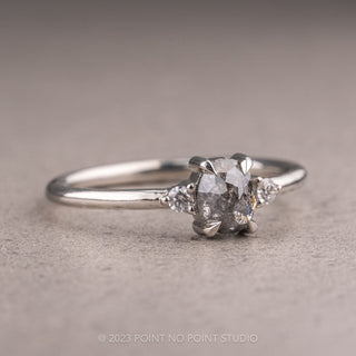 1 Carat Salt and Pepper Oval Diamond Engagement Ring, Zoe Setting, Platinum