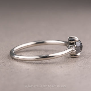 1 Carat Salt and Pepper Oval Diamond Engagement Ring, Zoe Setting, 14K White Gold