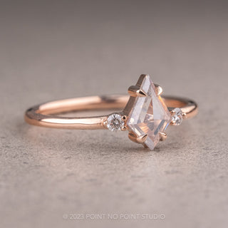 Exquisite .51 Carat Salt and Pepper Kite Diamond Engagement Ring Highlighting Zoe Setting in Rose Gold