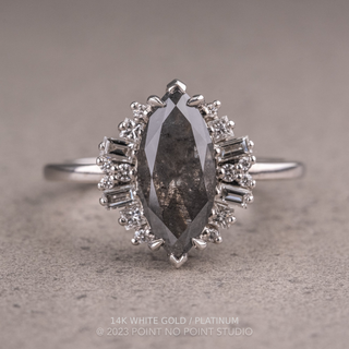 2.79 Carat Salt and Pepper Marquise Diamond Engagement Ring, Olive Setting