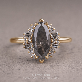 2.79 Carat Salt and Pepper Marquise Diamond Engagement Ring, Olive Setting