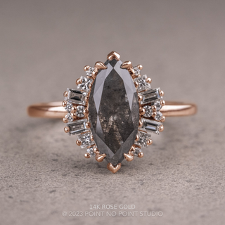 2.79 Carat Salt and Pepper Marquise Diamond Engagement Ring, Olive Setting