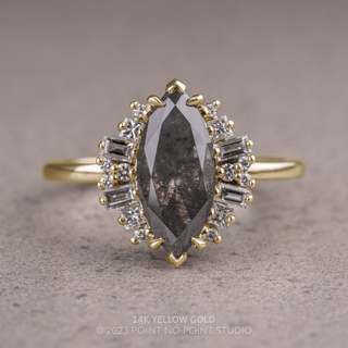 2.79 Carat Salt and Pepper Marquise Diamond Engagement Ring, Olive Setting