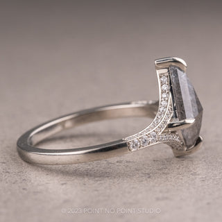 1.13 Carat Salt and Pepper Kite Diamond Engagement Ring, River Setting, Platinum