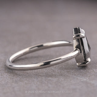 1.16 Carat Black Speckled Pear Diamond Engagement Ring, Jane Setting, 14k White Gold