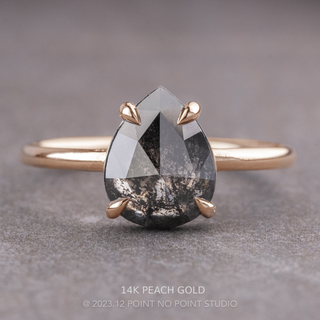 1.16 Carat Black Salt and Pepper Pear Diamond Engagement Ring, Jane Setting