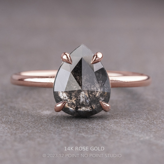 1.16 Carat Black Salt and Pepper Pear Diamond Engagement Ring, Jane Setting