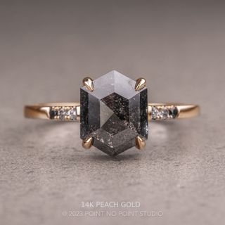 1.84 Carat Black Hexagon Diamond Engagement Ring, Ombre Jules Setting, Point No Point Studio. Available in a variety of metal types. Eco-friendly, Recycled Metals, Conflict Free.