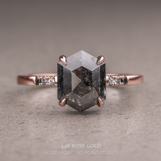 1.84 Carat Black Hexagon Diamond Engagement Ring, Ombre Jules Setting, Point No Point Studio. Available in a variety of metal types. Eco-friendly, Recycled Metals, Conflict Free.