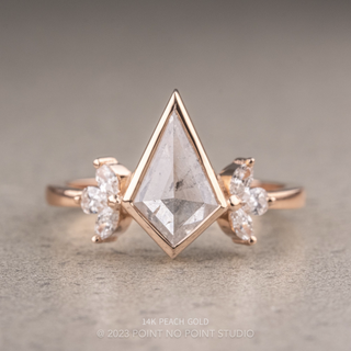 2.01 Carat Icy Salt and Pepper Kite Diamond Engagement Ring, Bezel Quinn Setting