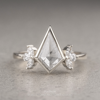 2.01 Carat Icy Salt and Pepper Kite Diamond Engagement Ring, Bezel Quinn Setting