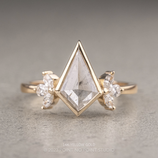 2.01 Carat Icy Salt and Pepper Kite Diamond Engagement Ring, Bezel Quinn Setting
