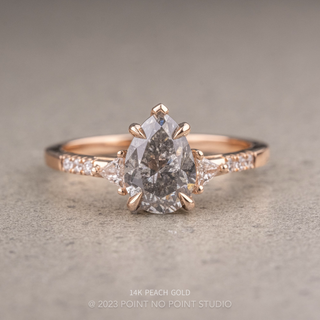 1.40 Carat Salt and Pepper Pear Diamond Engagement Ring, Liza Setting