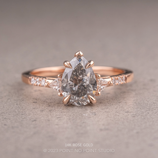 1.40 Carat Salt and Pepper Pear Diamond Engagement Ring, Liza Setting