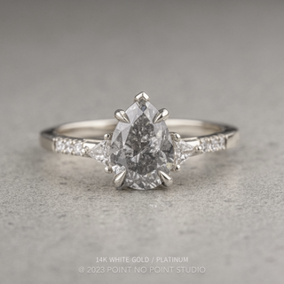 1.40 Carat Salt and Pepper Pear Diamond Engagement Ring, Liza Setting