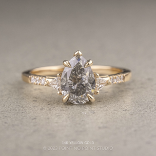 1.40 Carat Salt and Pepper Pear Diamond Engagement Ring, Liza Setting