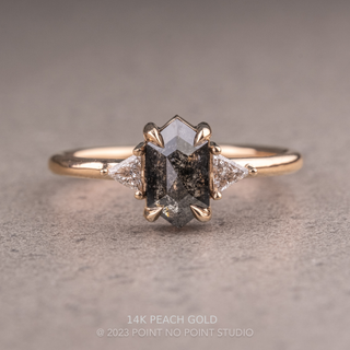 .92 Carat Black Salt and Pepper Hexagon Diamond Engagement Ring, Zoe Setting
