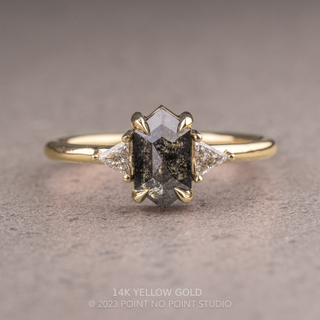 .92 Carat Black Salt and Pepper Hexagon Diamond Engagement Ring, Zoe Setting
