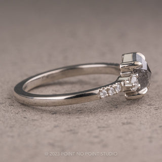 1.25 Carat Salt and Pepper Hexagon Diamond Engagement Ring, Eliza Setting, 14K White Gold