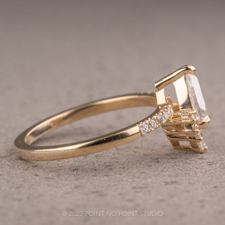 .89 Carat Icy White Pear Diamond Engagement Ring, Avaline Setting, 14K Yellow Gold