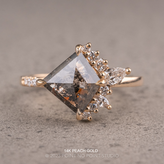 1.64 Carat Salt and Pepper Kite Diamond Engagement Ring, Sammy Setting