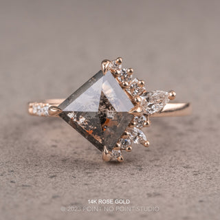 1.64 Carat Salt and Pepper Kite Diamond Engagement Ring, Sammy Setting